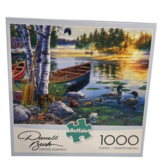 Buffalo Games 1000 Piece Darrell Bush Lakeside Morning Jigsaw Puzzle For Adults - Picture 1 of 3